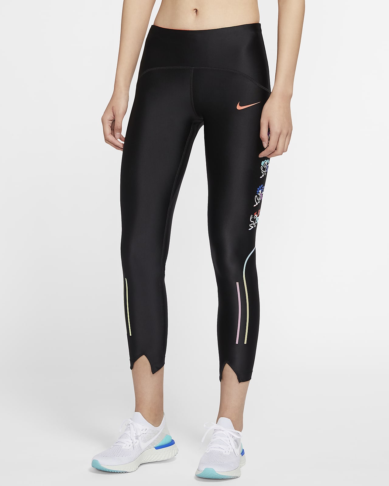 nike running power speed crop leggings in black
